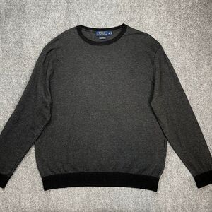 Polo Ralph Lauren Sweater Mens XL Textured Thermal Pima Cotton Pullover Charcoal